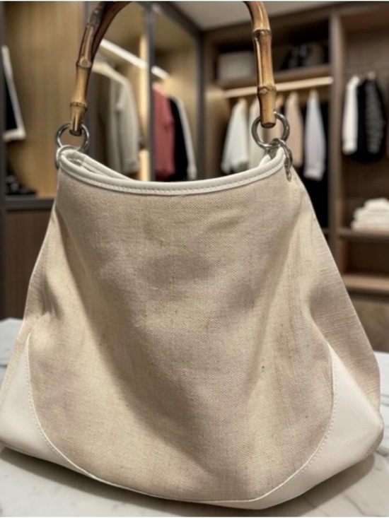 Ann Taylor Handbags - Ann Taylor Loft Bamboo Handle Woven Purse w/natural, Tan Vintage LOFT​​